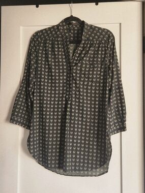 fun 2 fun Dark Green and White Skull Print Blouse